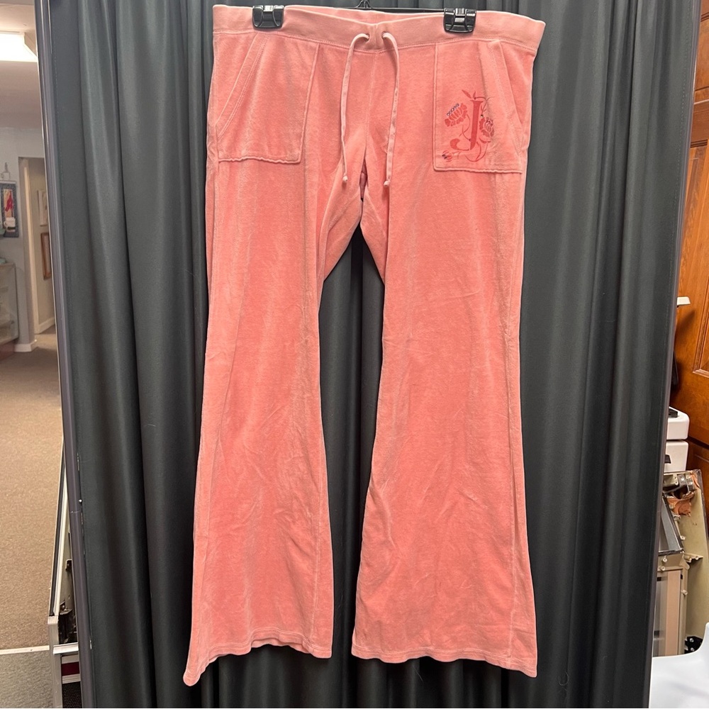 Pink Velour Wide-Leg Pants B